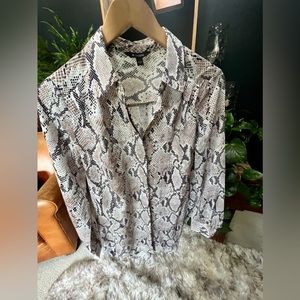 Express Women Portofino Small  Snake Python Button Front Top Blouse